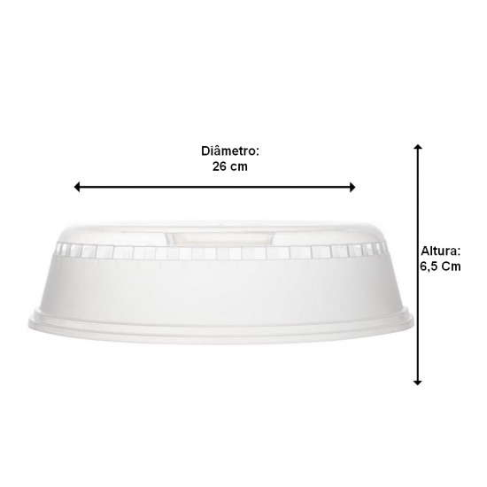 Tampa 26x6,5cm Protetora De Alimentos Para Micro-Ondas De Plástico